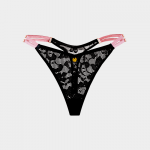 Black Lace Eris Thong With Contrast Straps